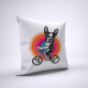 Boston Terrier Pillow Cover Case 20in x 20in - Animals On Bike Pillows