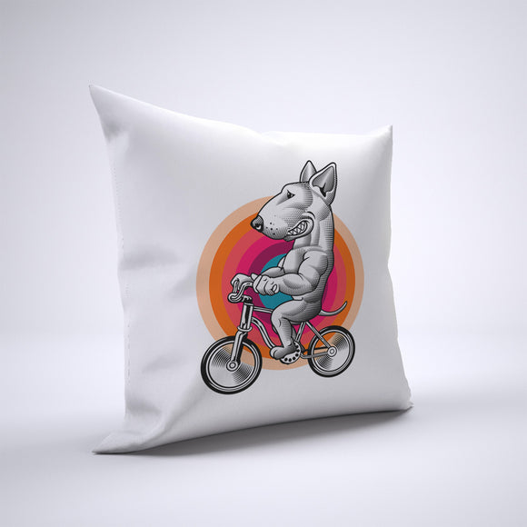 Bull Terrier Pillow Cover Case 20in x 20in - Animals On Bike Pillows