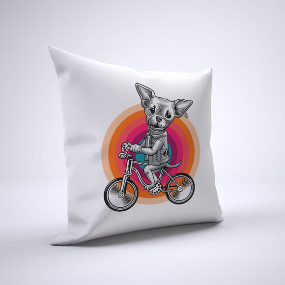 Chihuahua Pillow Cover Case 20in x 20in - Animals On Bike Pillows
