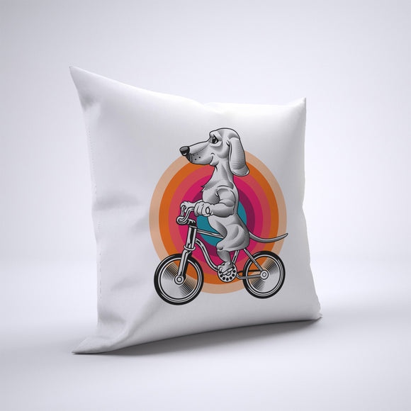 Dachshund Pillow Cover Case 20in x 20in - Animals On Bike Pillows