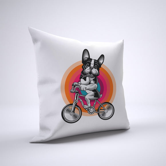 French Bulldog Pillow Cover Case 20in x 20in - Animals On Bike Pillows