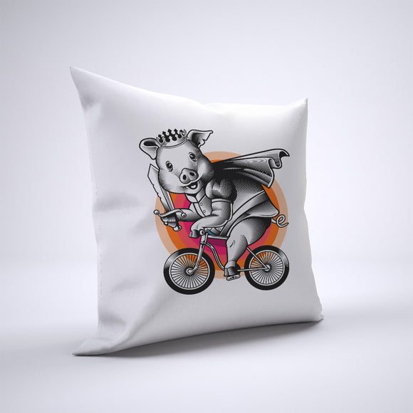 Pig Pillow Cover Case 20in x 20in - Animals On Bike Pillows