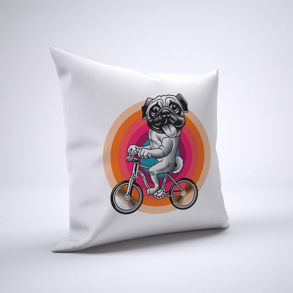 Pug Pillow Cover Case 20in x 20in - Animals On Bike Pillows