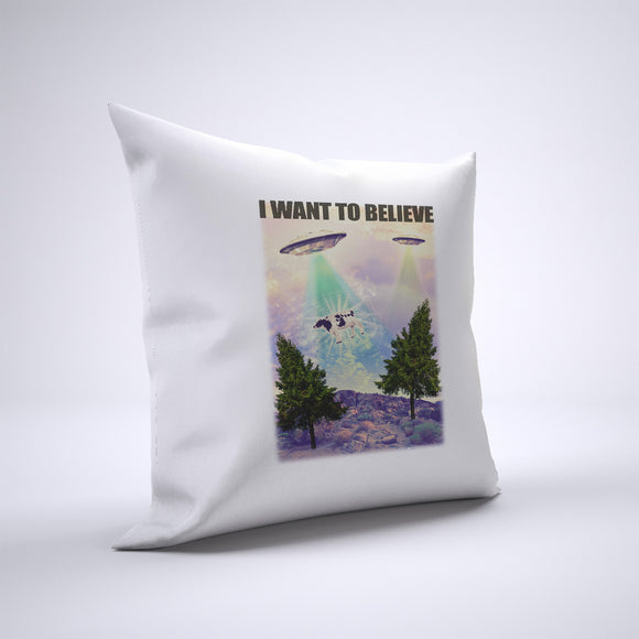 UFO I Want To Believe Pillow Cover Case 20in x 20in - Funny Pillows